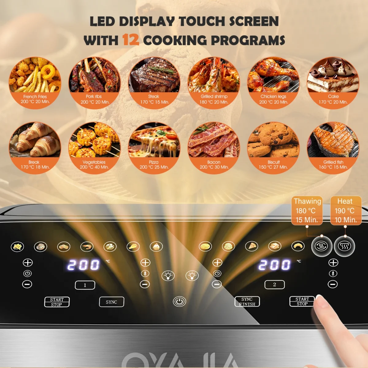 10L Air Fryer Dual Zone Digital Oven 9 Cooking Functions Oil Free 2400W SALE