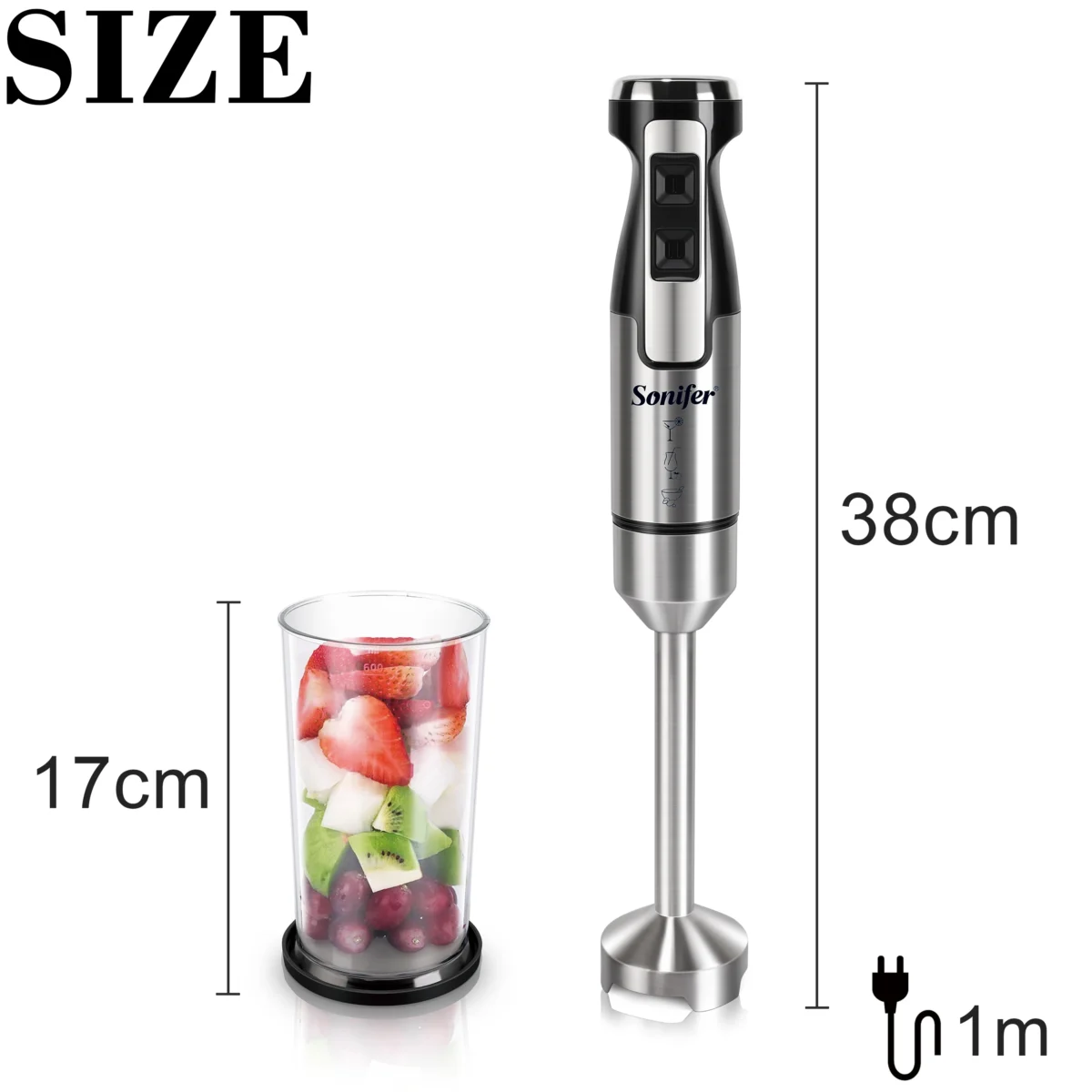500W Hand Blender Immersion Electric Food Mixer Ice Crushing Kitchen Vegetable Meat Grinder Chopper Whisk Fruit Stirring Sonifer