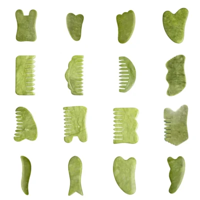 Natural Green Xiuyu Gua Sha Board Jade Stone Massager For SPA Acupuncture Body Scraping Gouache Scraper Facial Beauty Tool