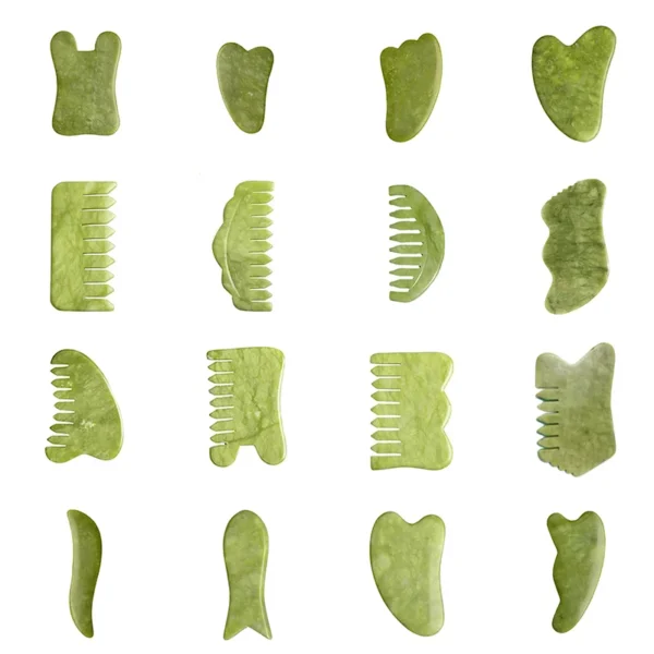 Natural Green Xiuyu Gua Sha Board Jade Stone Massager For SPA Acupuncture Body Scraping Gouache Scraper Facial Beauty Tool