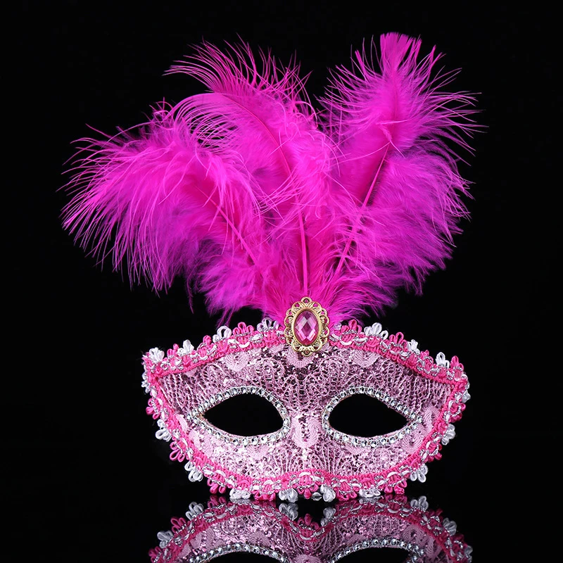 Party Mask Women Masquerade Luxury Peacock Feathers Half Face Mask Cosplay Costume Venetian Mask For Children