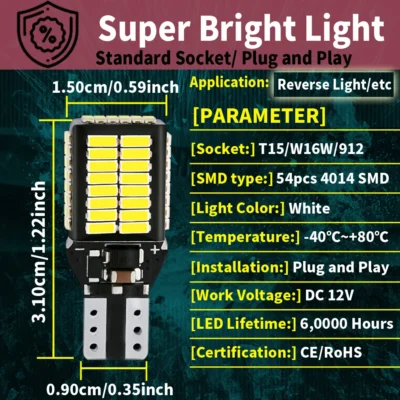 2pcs LED Backup Light Bulb Reverse Lamp W16W T15 921 Canbus For Lexus RX400H RX350 RX450H RX450HL RC F RC350 RC200T RC300 HS250H