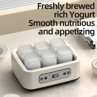 Automatic Yogurt Maker with 6 Cup Professional Adjustable Temperature Time Yogurt Maker Multi-functional Ice Cream Pudding Maker