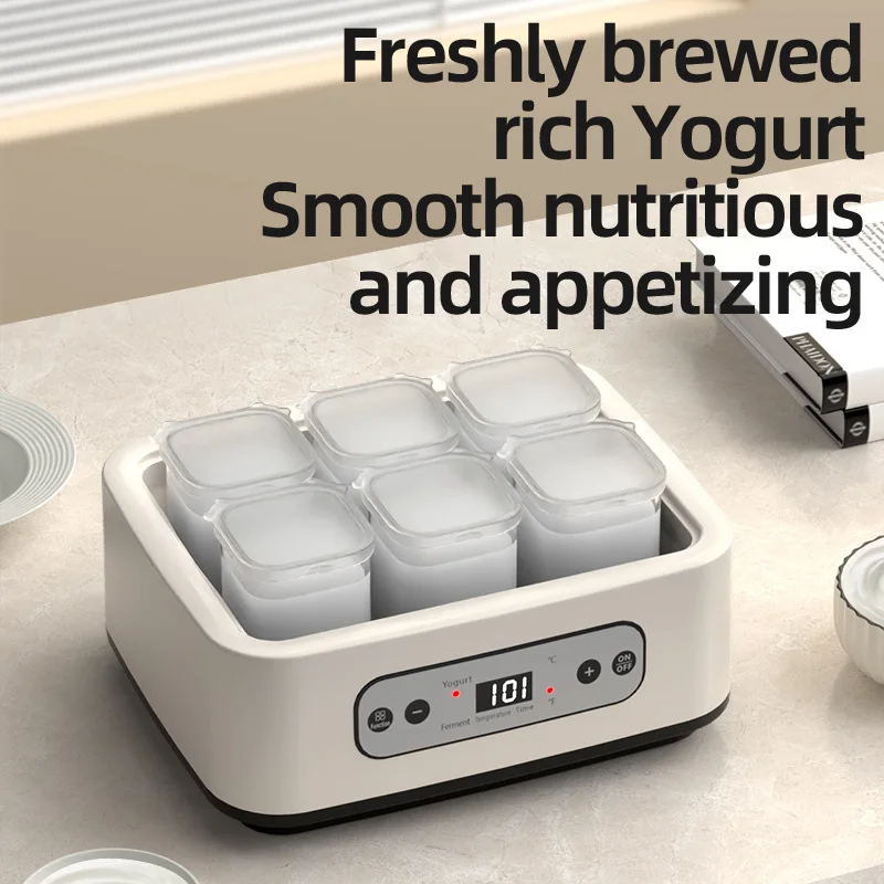 Automatic Yogurt Maker with 6 Cup Professional Adjustable Temperature Time Yogurt Maker Multi-functional Ice Cream Pudding Maker
