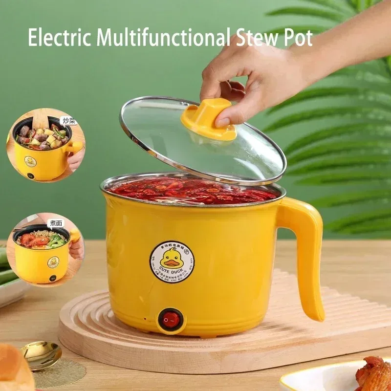 1.8L Non-stick Electric Hot Pot - Multifunctional Kitchen Appliance for Easy Cleaning Safe Cooking for Students 1-2 People Dorm