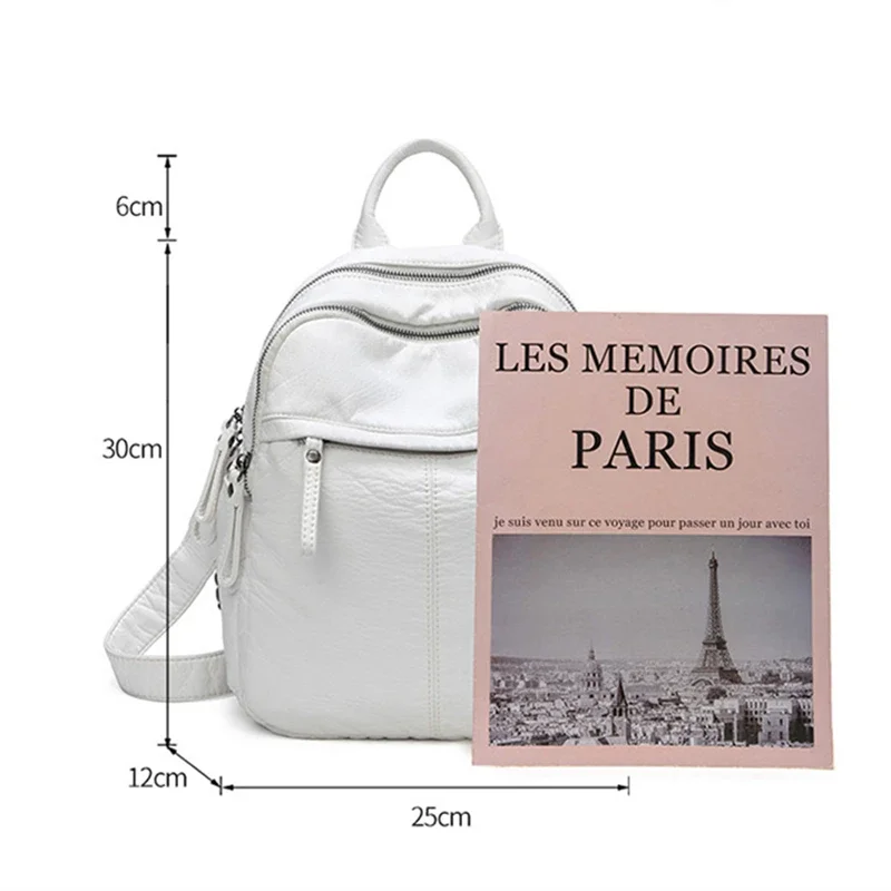 Women's Backpack Lady Bag Fashion Aesthetic Backpacks Cute Small Backpack Leather Bag White Bag Casual Anti-Theft Backpack