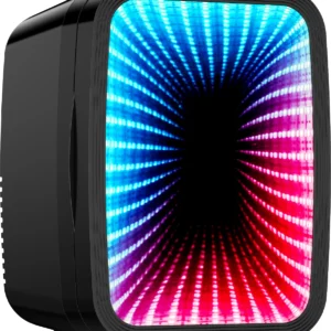 Mini Fridge 4L/6 Cans, Quiet Cooling & Warming, 7 LED Light Modes w/ Flashing, AC/DC, Small Fridge for Gaming, Bedroom, Office