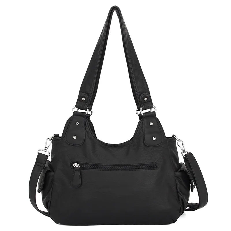 Women Handbags Satchel Top-handle Vintage PU Shoulder Bag 12.5”x4.4” Dumpling Pack Multi-pockets Shoulder Bags Wellet