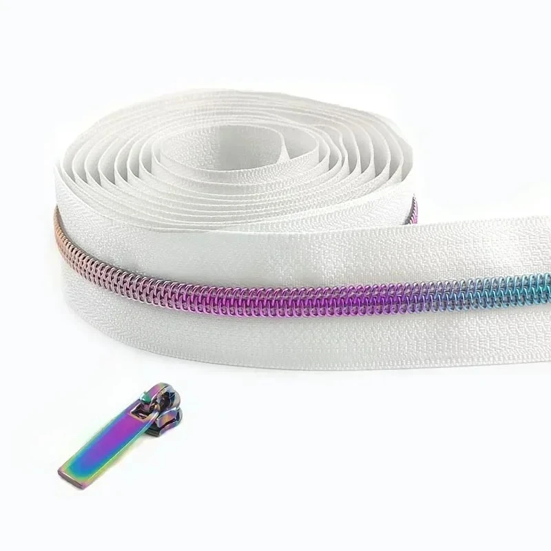 2/5/8/10M 5# Meetee Sewing Nylon Zipper Tape Clothes Zippers Puller Head Bag Jacket Zip Coil Closure Replace Repair Accessories