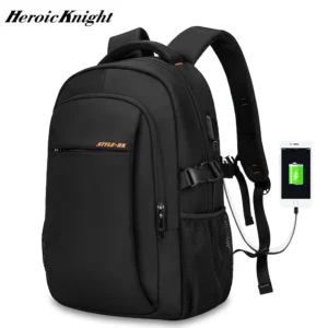 Heroic Knight Multifunctional Men Backpack Fit 15.6” Laptop Fashion Waterproof School Backpack USB Anti-Theft Travel Bag For Man