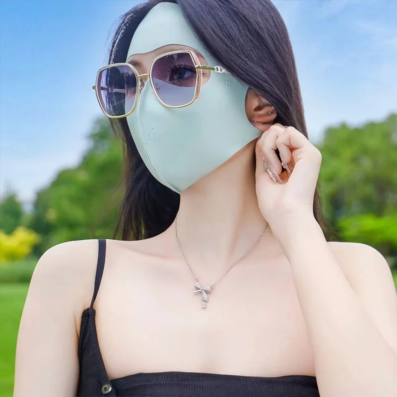 1/2Pcs Summer Full Face Mask Sun Protection Men Women Face Mask for Outdoor Travel Ice Sense Breathable Elastic Facekini