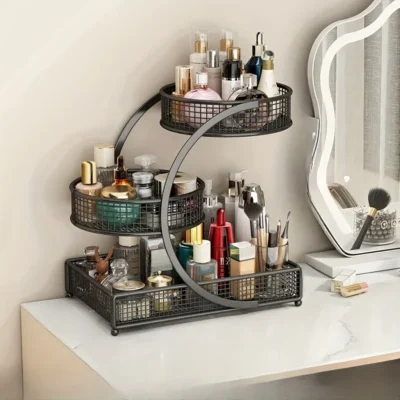 1PC Makeup Storage Rack Cosmetic Organizer Metal Organizing Box Multi-layer Skincare Lightweight No-Installation Home Storage