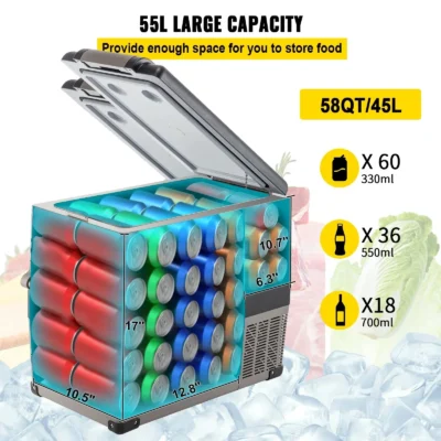 VEVOR Car Mini Refrigerator Mini Fridge 15-45L Freezer Portable Compressor Cooler 12/24V DC 110-240V Ice Box for Camping