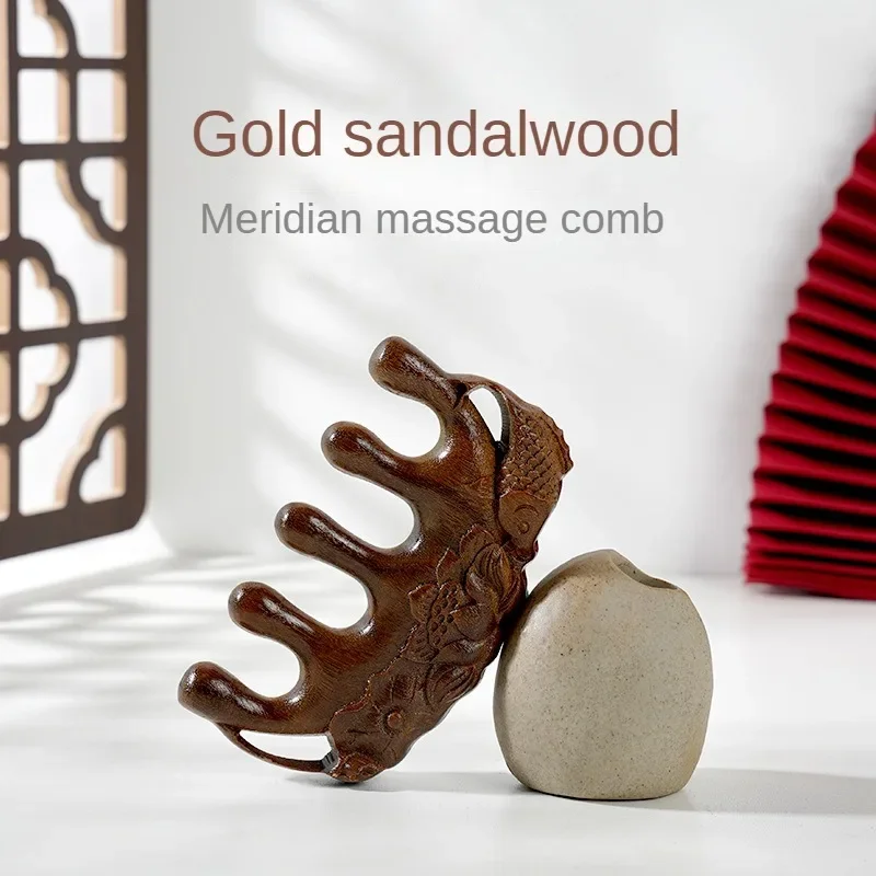 Sandalwood Meridian Massage Comb - Scalp & Face Therapy Tool for Hair Growth, Stress Relief & Anti-Static Detangling