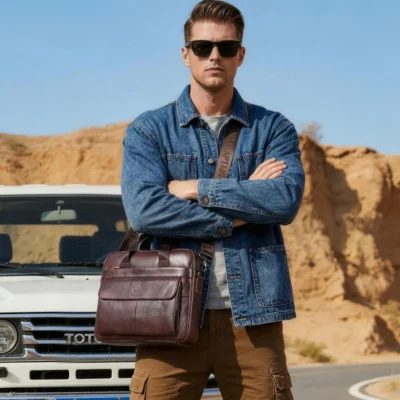 BULLCAPTAIN Men's Bag Genuine Leather Men Briefcase for Laptop 14 Messenger Men's Leather Bag Business Portfolio for Document A4