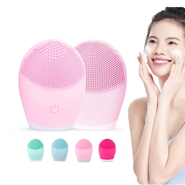 Electric Silicone Facial Cleanser Massager Skincare Tool with Vibration Pore Cleaning Beauty Machine Self-Battery Powered