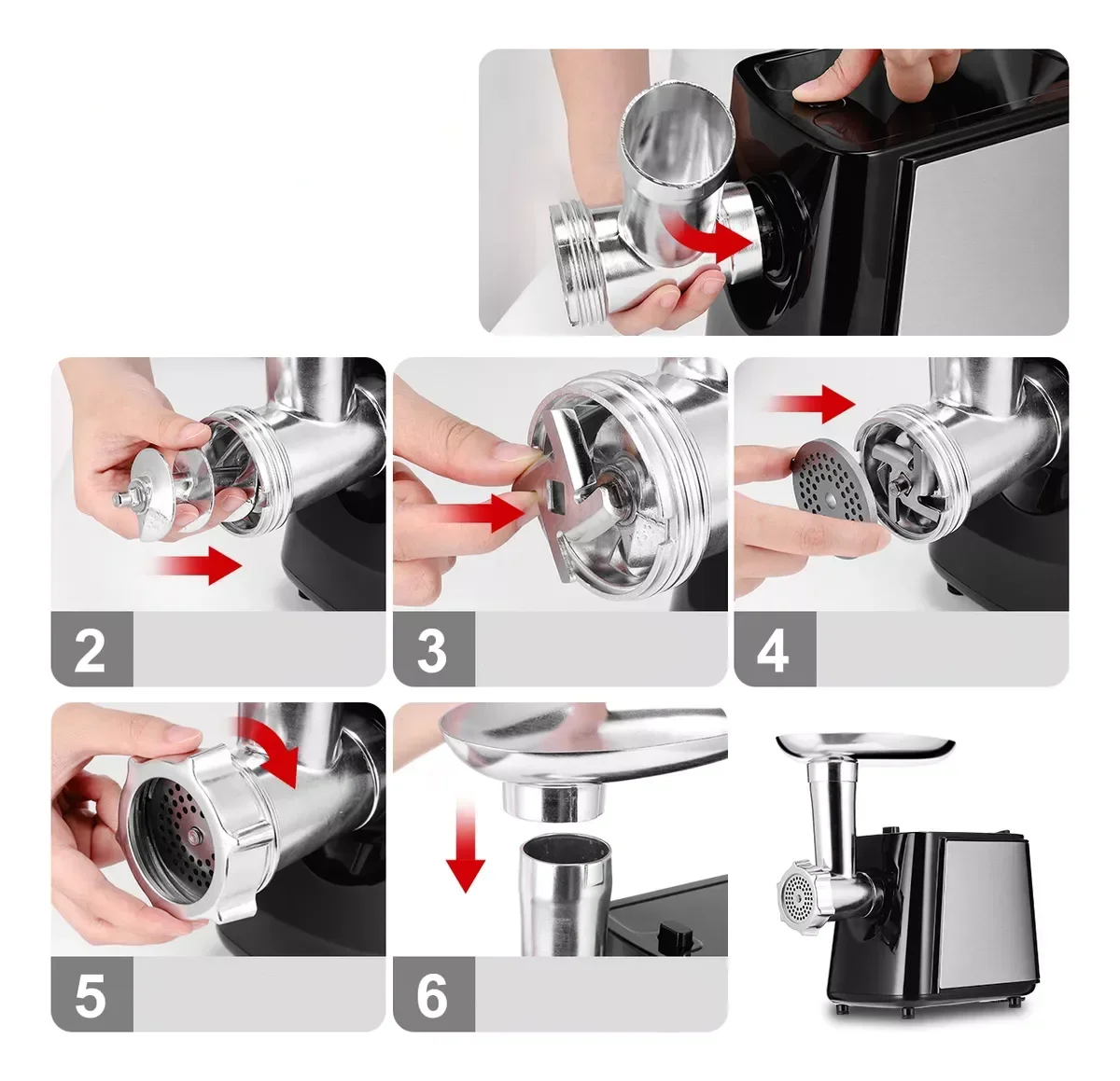 Stainless Electric Meat Grinder 1000W Multifunctional Home Sausage Stuffer Meat Mincer Food Processor Electric Vegetable Cutter