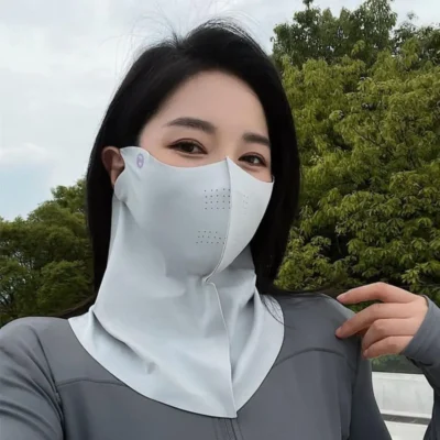 Ice Silk Sun Protection Mask Breathable Dustproof Anti-UV Neck Scarf Summer Outdoor Cycling Cool Sunshade Face Mask UPF50+
