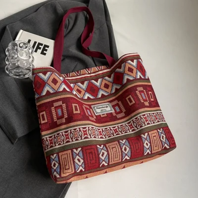 Large-Capacity Canvas Women's Tote Bag Retro Versatile Single-Shoulder Commuting Mommy Handbag Designer Bucket Bag 2025