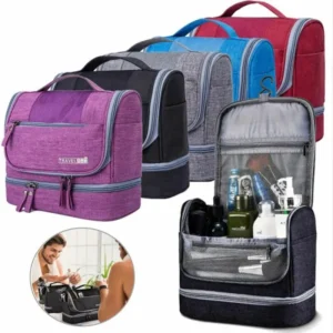 Alternative view of Foldable Toiletry Washbag with Hanging Hook Waterproof Women Bathroom Cosmetic Storage Bag Large Capacity Travel Men Makeup Case