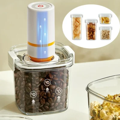 Plastic Vacuum Sealed Tank Electric Coffee Vacuum Container Kitchen Food Grains Candy Storage Box Fresh-keeping Tea Canister