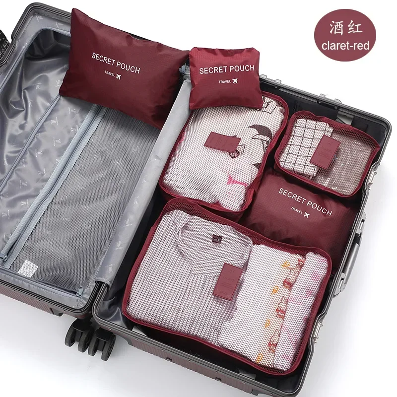 6PCS/Set Travel Storage Bag for Clothes Suitcase Organizer Wardrobe Pouch Travel Organizer Bag Case Shoes Packing Cube Bag