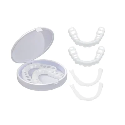 Perfect Fit Teeth Whitening Fake Tooth Cover Snap On Silicone Smile Veneers Teeth Upper Beauty Tool Cosmetic Teeth High-Quality