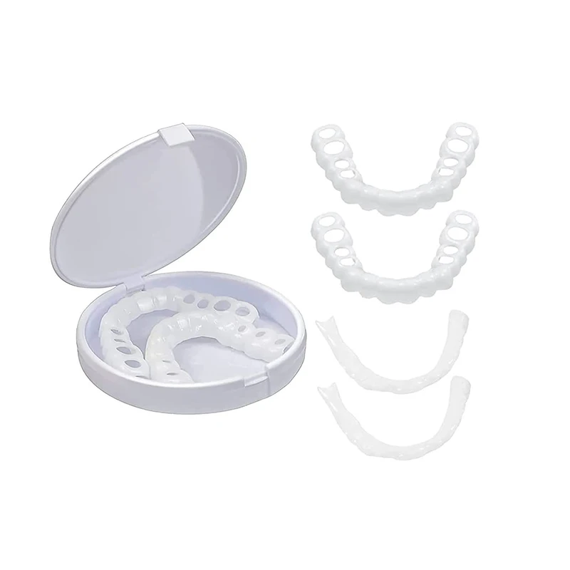 Perfect Fit Teeth Whitening Fake Tooth Cover Snap On Silicone Smile Veneers Teeth Upper Beauty Tool Cosmetic Teeth High-Quality
