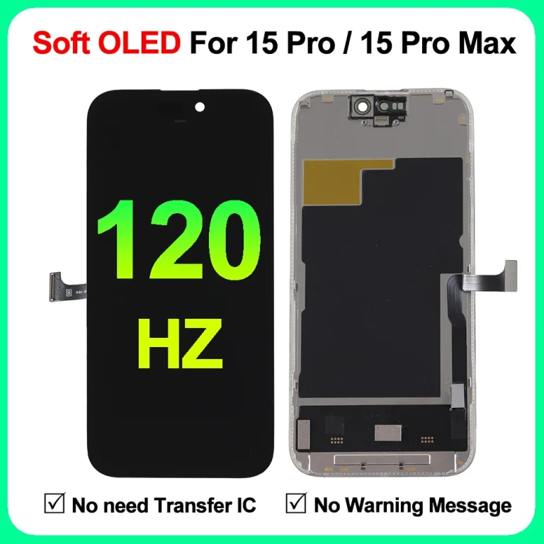 120HZ Diagnosable Soft OLED Display For iPhone 15 Pro 15 Pro Max OLED Touch Digitizer Assembly Replacement Screen
