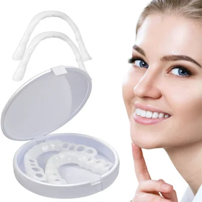 Perfect Fit Teeth Whitening Fake Tooth Cover Snap On Silicone Smile Veneers Teeth Upper Beauty Tool Cosmetic Teeth High-Quality