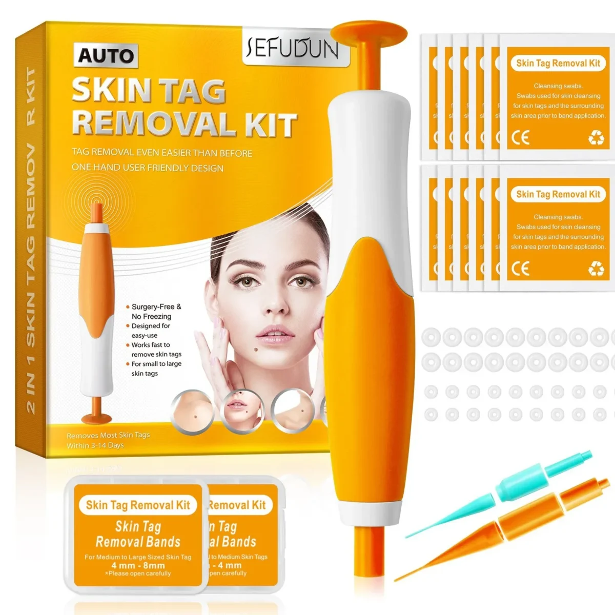 Double Headed Wart Removing Pen Set Auto Skin Tag Remover Painless Mole Wart Remover Skin Tag Removal Kit Skin Care Beauty Tool