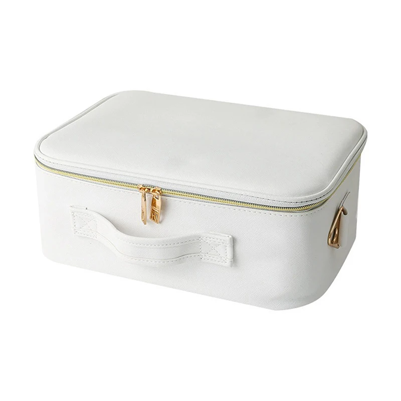 Smart 3 Color LED Cosmetic Case With Mirror Travel Makeup Bag Large Size Female Beauty Skincare Product Makeup Case For Women