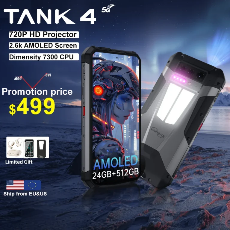 World premiere】Unihertz by 8849 Tank 4 Smartphone Built-in 720P Projector 5G Phone 24+512GB 11600mAh Dimensity 7300 AMOLED 120H