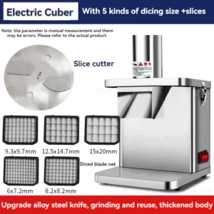 HomeWise Electric Vegetable Cube Cutting Machine Fruit Slicer Cutting Strip Dice Food Processor With 5 Blades Activity link