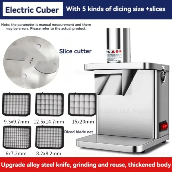 HomeWise Electric Vegetable Cube Cutting Machine Fruit Slicer Cutting Strip Dice Food Processor With 5 Blades Activity link