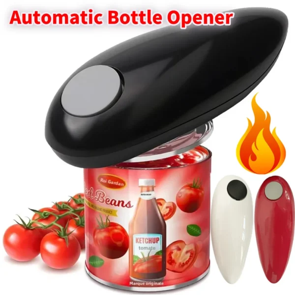 Electric Can Opener Smooth Edge Jar Opener Battery Operated Bottle Opener One Touch for Weak Hands for All Kinds of Jars Gadget