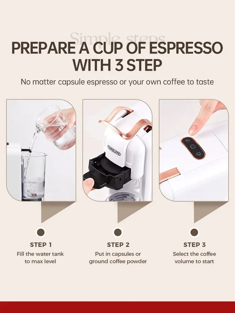 Cafelffe Multiple Capsule Coffee Machine 4 in 1 Hot/Cold DG Cappuccino Nespresso Capsule ESE Pod Ground Espresso Cafeteria 19Bar