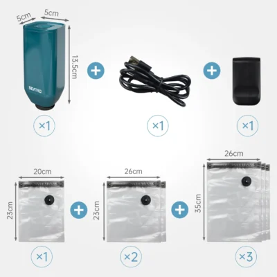 Reusable Vacuum Food Storage Zipper Bags Set Electric Handheld Vacuum Sealer Pump Sous Vide Bags USB Rechargeable BPA Free