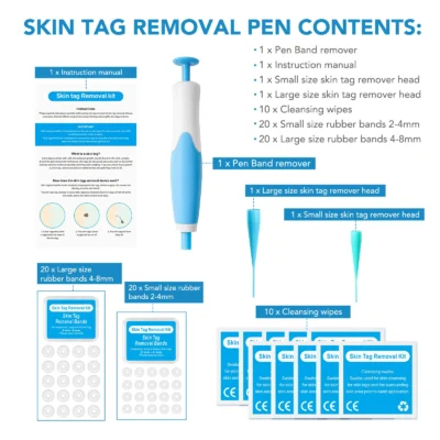 Double Headed Wart Removing Pen Set Auto Skin Tag Remover Painless Mole Wart Remover Skin Tag Removal Kit Skin Care Beauty Tool
