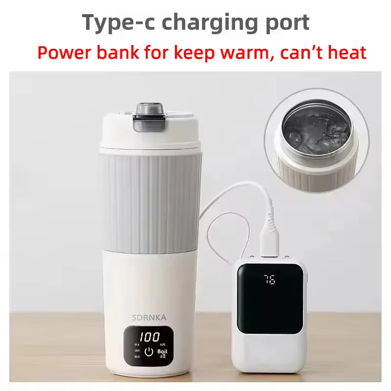 650ml Portable Electric Kettle Travel Boil Water Cup Thermo Pot Smart Teapot Temperature Adjustment Kettle Heating Cup 220V