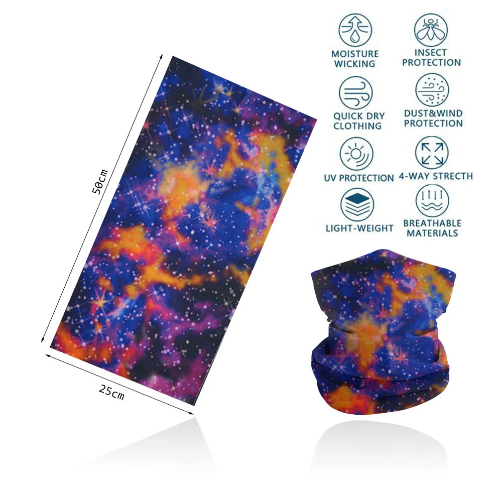 Seamless Bandana Sky Stars Printed Cycling Bandana Rave Face Mask Women Men for Dust Wind Sun Protection Face Scarf Mask Cover