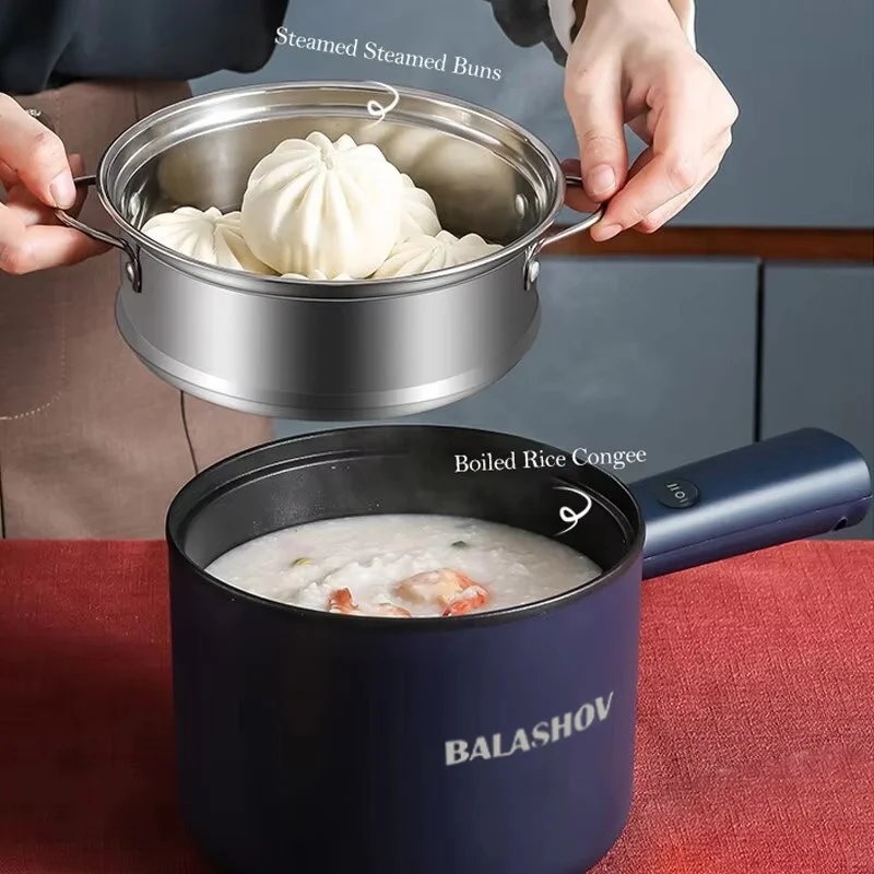 Mini Electric Cooker Multi-Function All-In-One Pot Single Double Layer Household Noodle Cooker Non-Stick Hot Pot Kitchen Tool