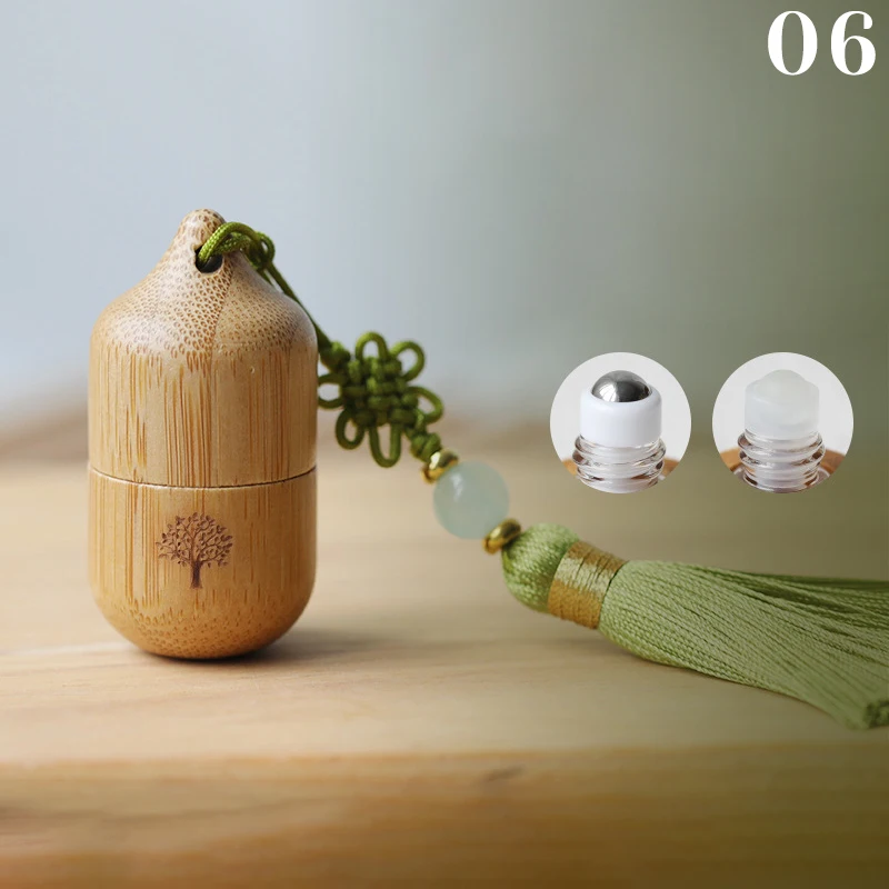 1ml Bamboo Roller Empty Bottle Skincare Containers Ancient Style Roll On Bottles Small Perfume Essential Oil