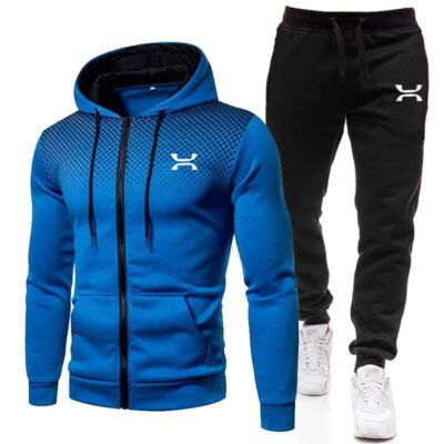 Printed Zip-Up Hoodie And Pants Training Set