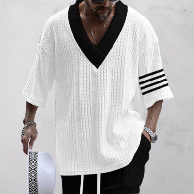 Men's Casual V-Neck Fashionable Printed Set
