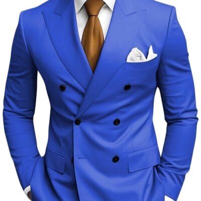 Mens Tailored Two-Piece Formal Suit With Double-Breasted Jacket