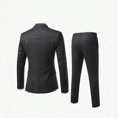 Mens Solid-Colored Suit Formal Gentlemans Suit Set