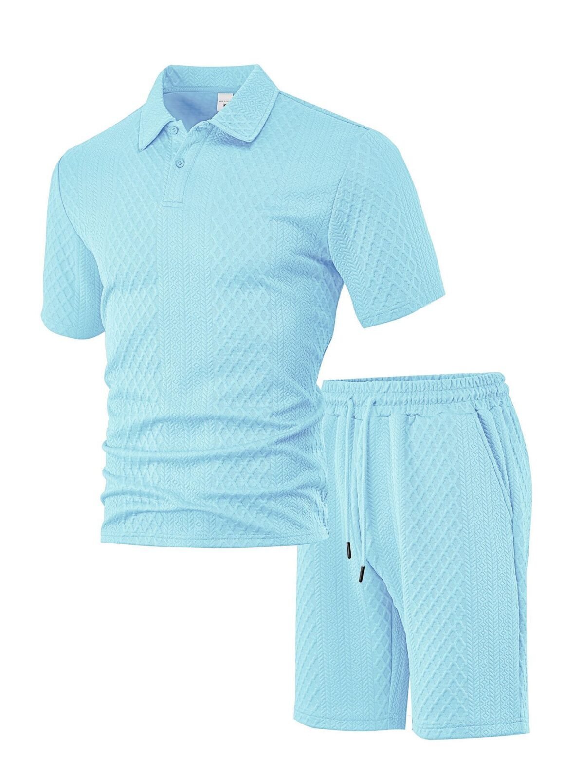 Men's Jacquard Polo Thin Collar Plaid Short-Sleeve Set