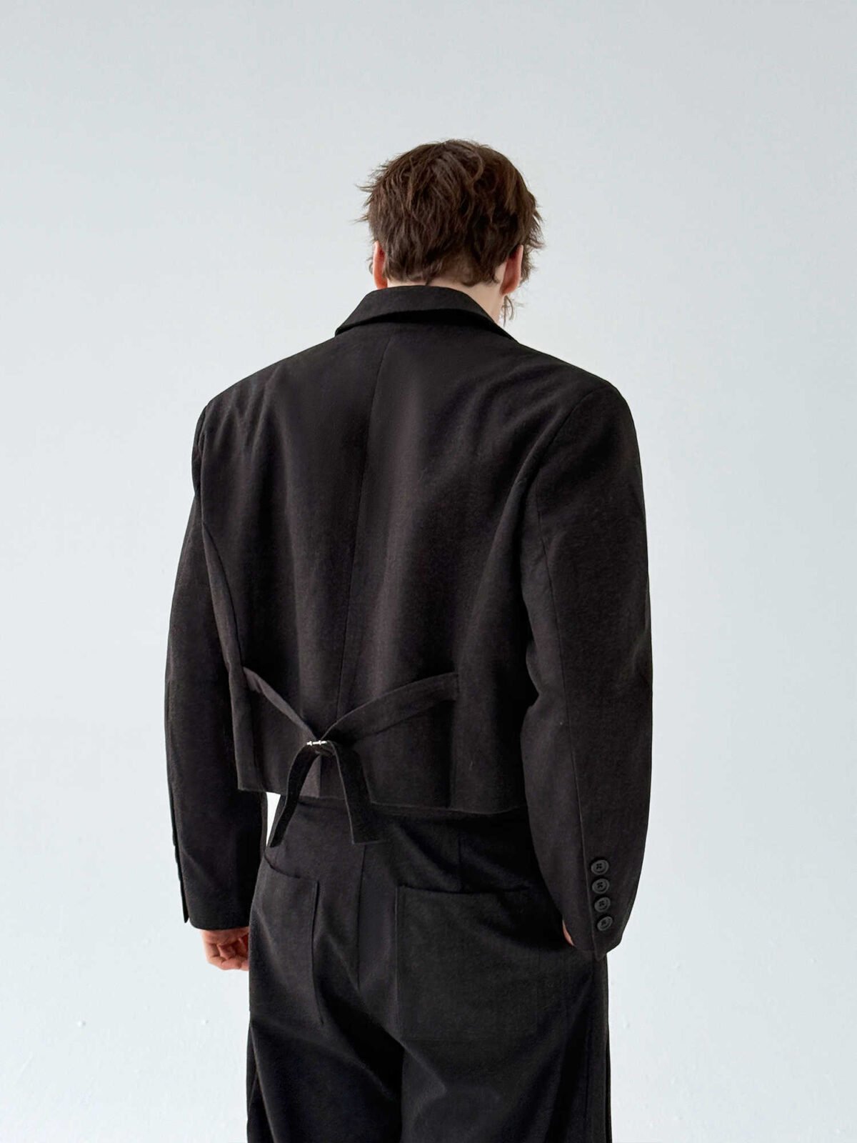 Retro-style Thickened Short Casual Suit With Wide-leg Pants