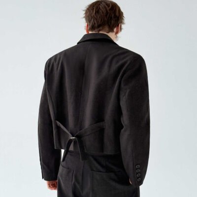 Retro-style Thickened Short Casual Suit With Wide-leg Pants